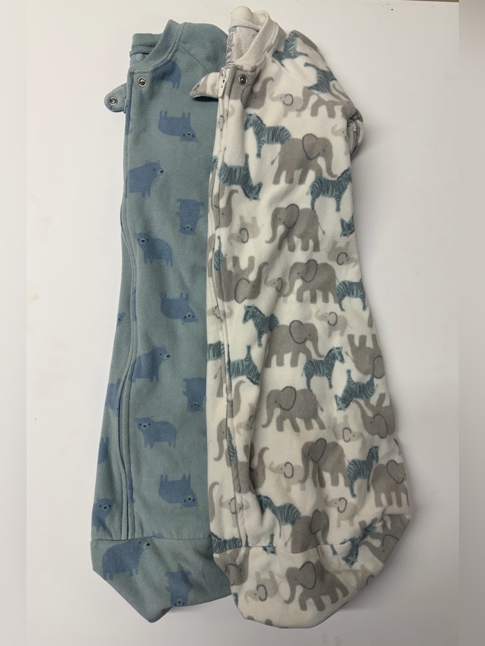 Kids Cozy Animal Print Fleece Sleep Sack - Blue & White
